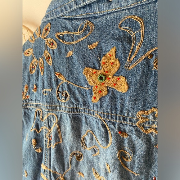 Chicos 90s vintage embroidered beaded denim vest - Picture 5 of 6